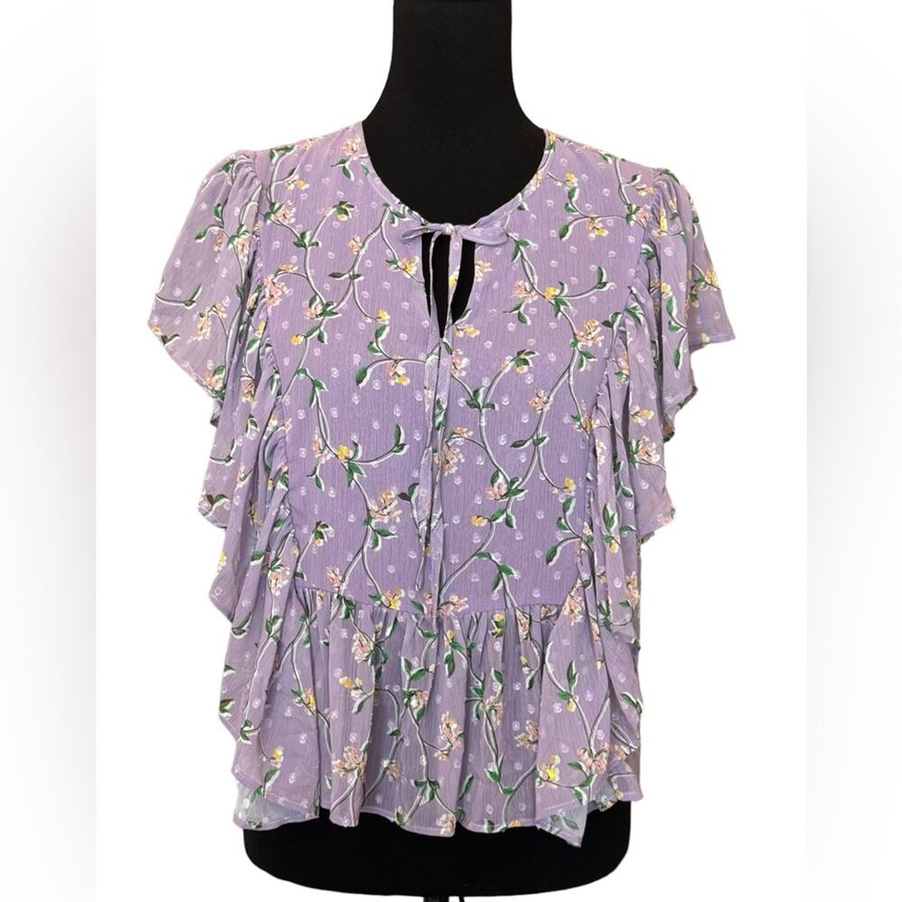 New ~ CODE MODE  ~ Floral Ruffle Blouse Top Size Small